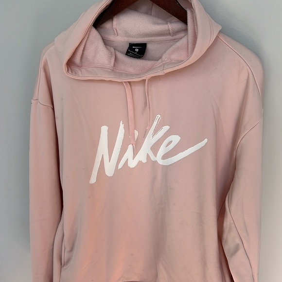 Baby Pink Nike Fleece Hooded Sweatshirt - Picture 3 of 10